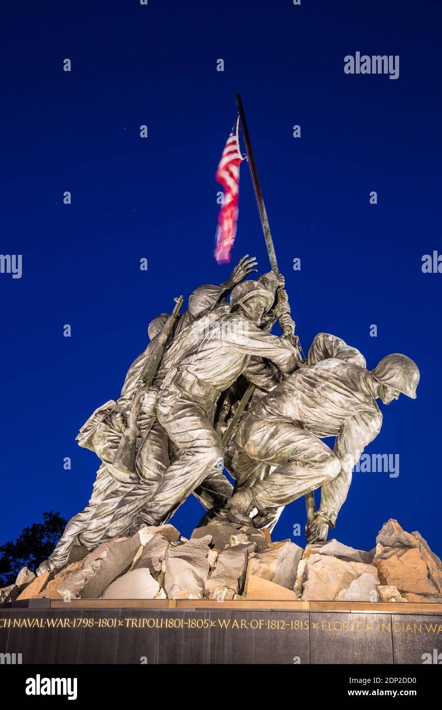 Arlington, Virginia. Iwo Jima Denkmal für die U.S. Marines von Felix Weihs de Weldon. United States Marine Corps War Memorial. Stockfoto
