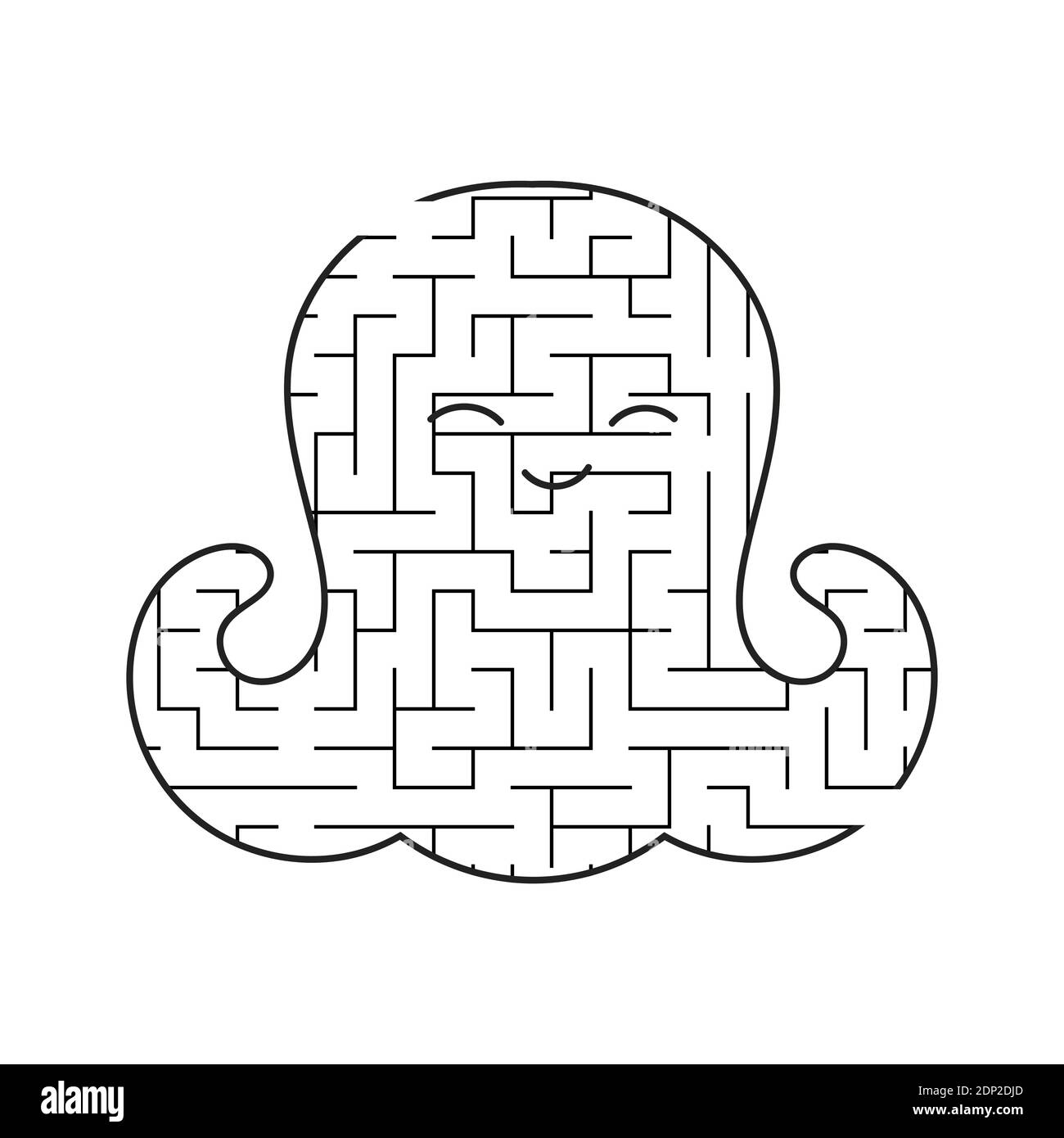 Schwarzes Labyrinth niedlichen Baby Krake. Arbeitsblätter für Kinder. Aktivitätsseite. Spiel Puzzle für Kinder. Unterwasserwelt. Labyrinth-Rätsel. Vektorgrafik Stock Vektor