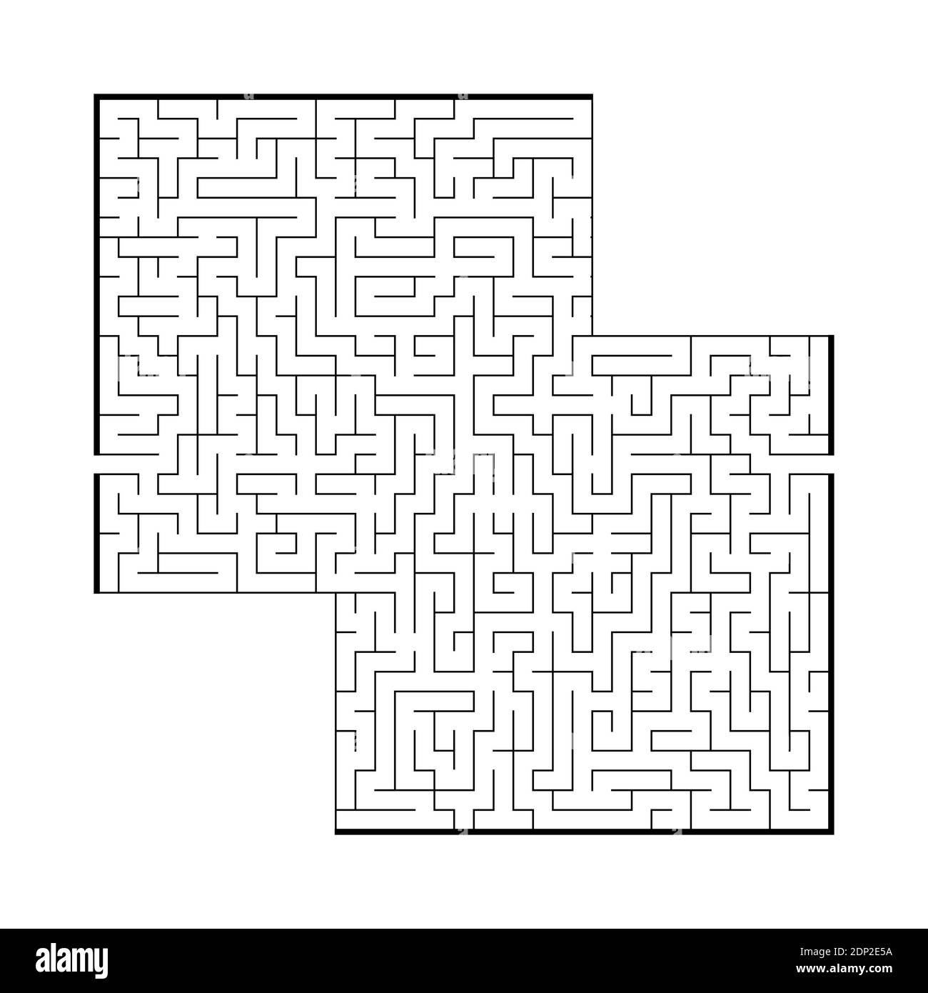 Schwieriges großes quadratisches Labyrinth. Spiel für Kinder und Erwachsene. Puzzle für Kinder. Labyrinth-Rätsel. Flache Vektorgrafiken isoliert auf weißem Hintergrund Stock Vektor
