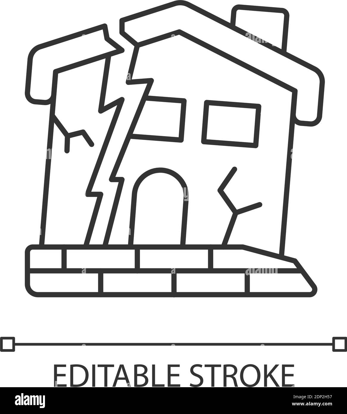 Verfallene Haus lineare Symbol Stock Vektor