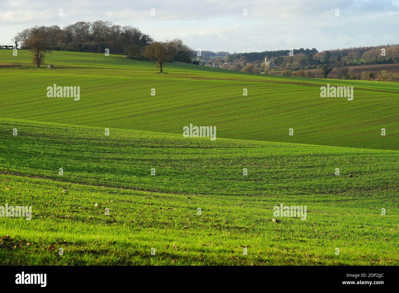 Ein Blick über die Landschaft nach Kimpton Stockfoto