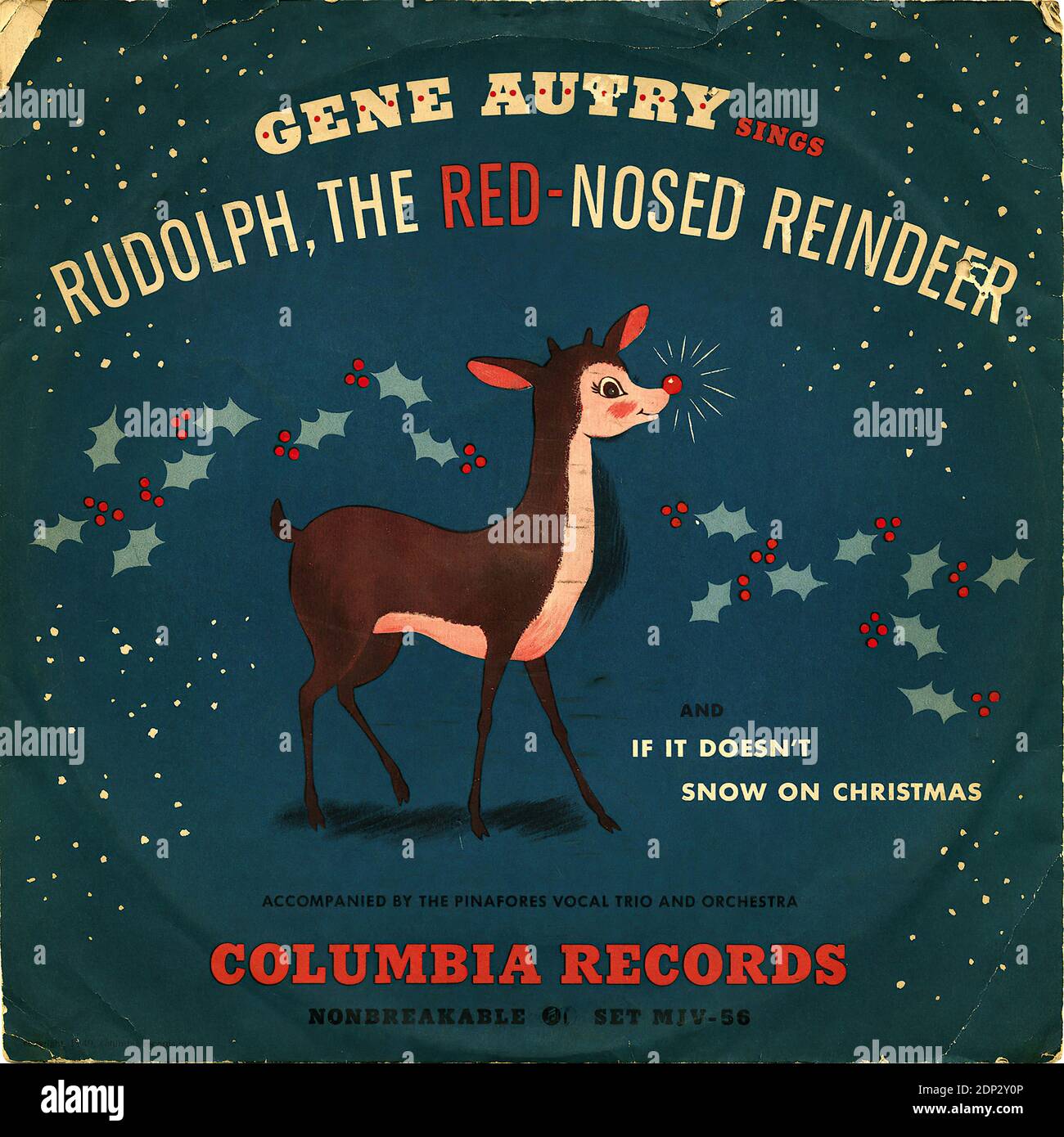 Rudolph, The Red Noced Rentier - Vintage Record Cover Stockfoto