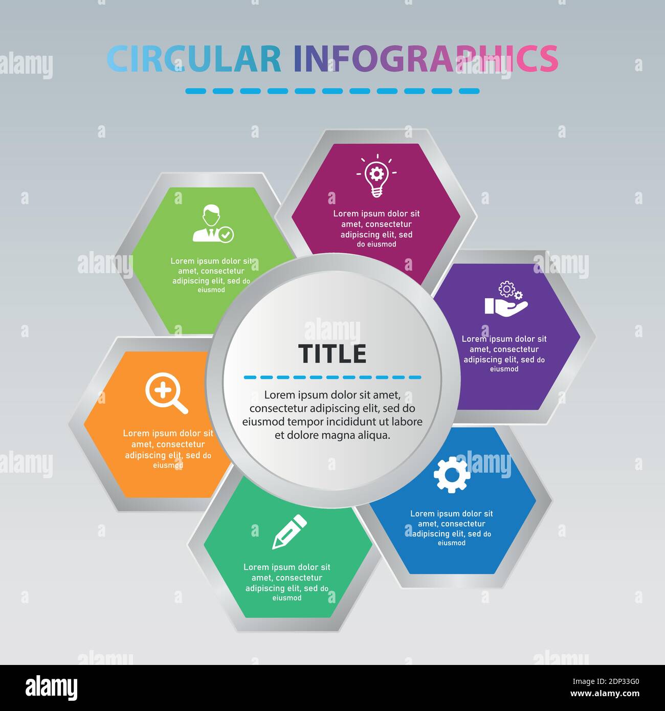 Kreisförmige Infografik mit Sechseck-Formen Stock Vektor