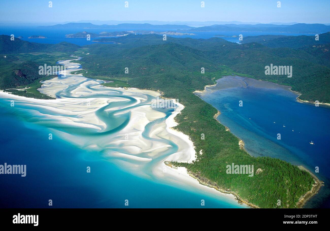 Whitehaven Strand in der Whitsunday Inselgruppe, Queensland, Australien. Stockfoto