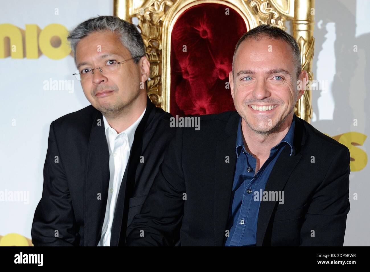 Kyle Balda und Pierre Coffin bei der Premiere für den Film Minions (Les Minions) im Le Grand Rex in Paris, Frankreich am 23. Juni 2015. Foto von Aurore Marechal/ABACAPRESS.COM Stockfoto