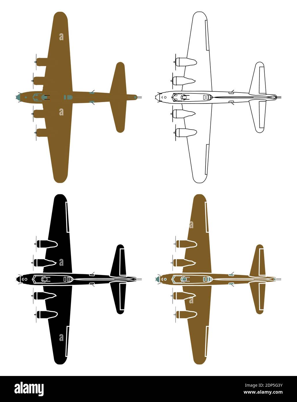 B17 Flying Fortress in Draufsicht Stock Vektor