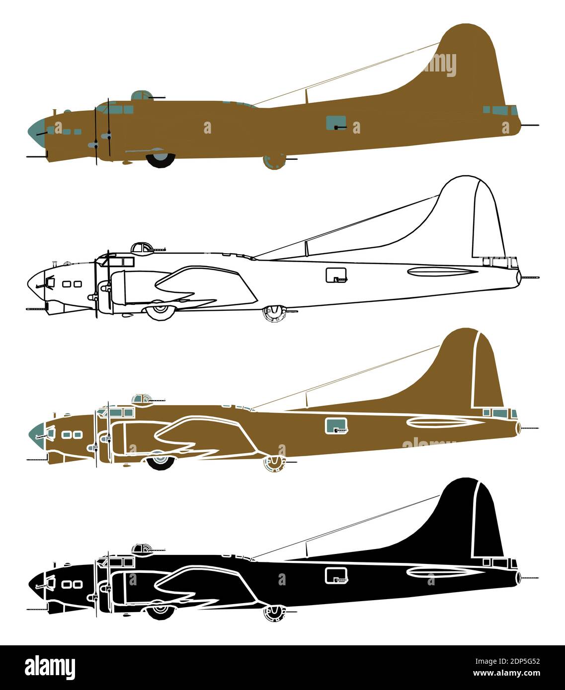 B17 Flying Fortress in der rechten Ansicht Stock Vektor