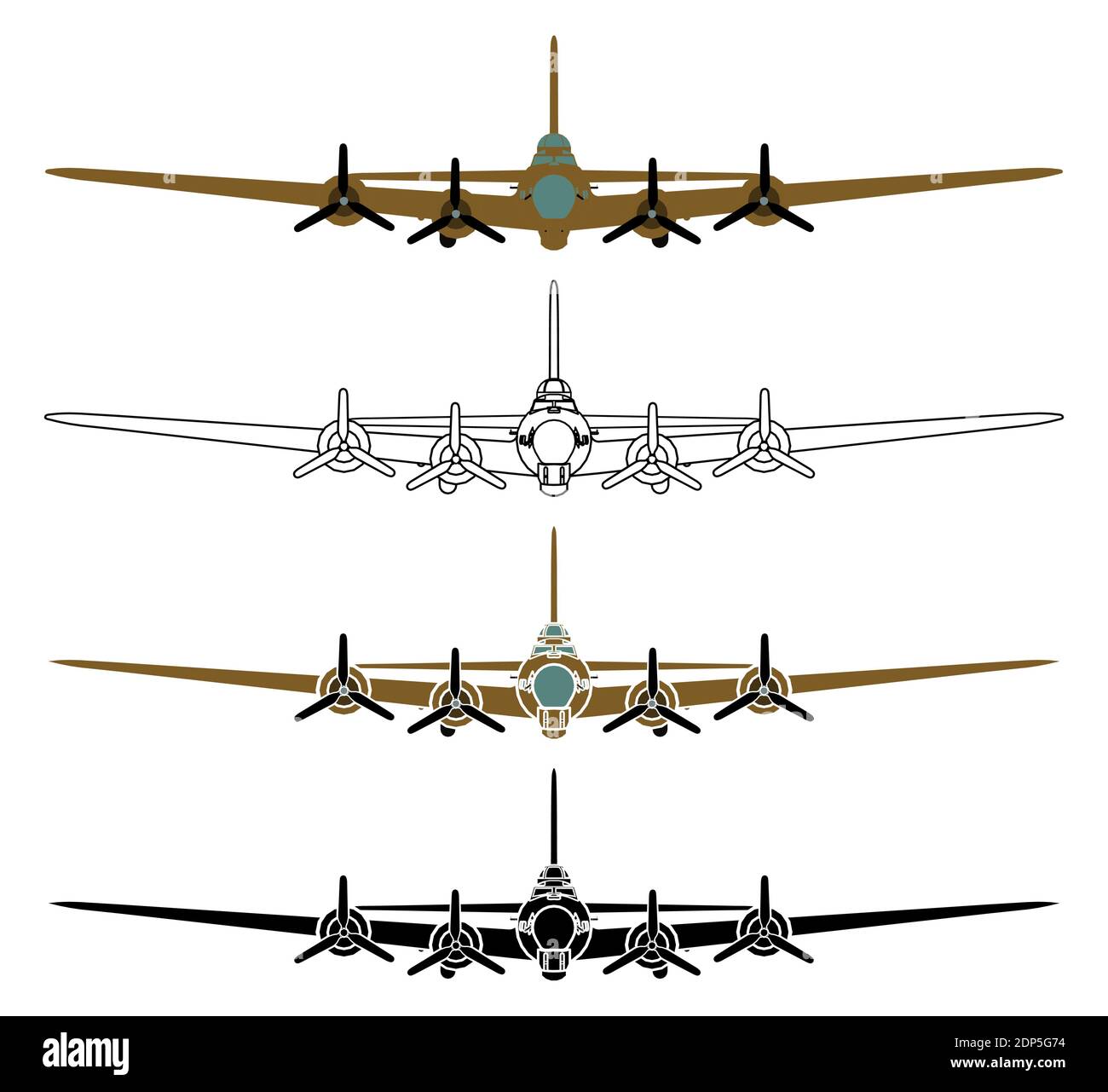 B17 Flying Fortress in Vorderansicht Stock Vektor