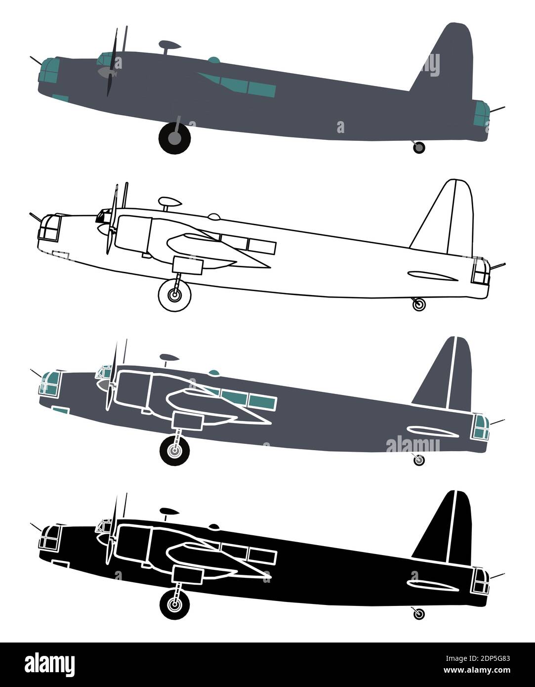 Vickers Wellington in rechter Ansicht Stock Vektor