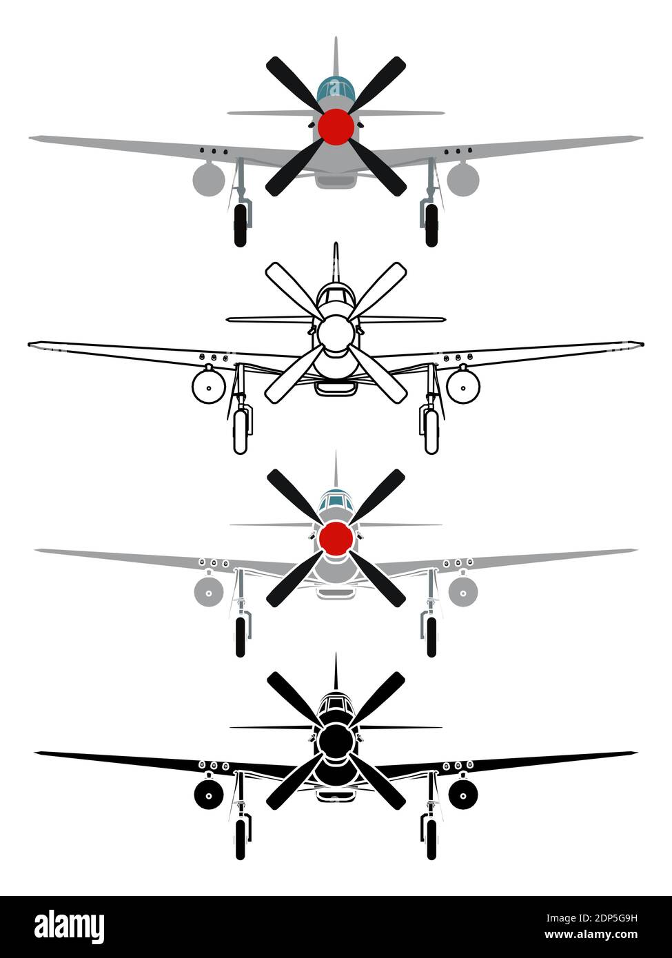 P51 Mustang in Vorderansicht Stock Vektor