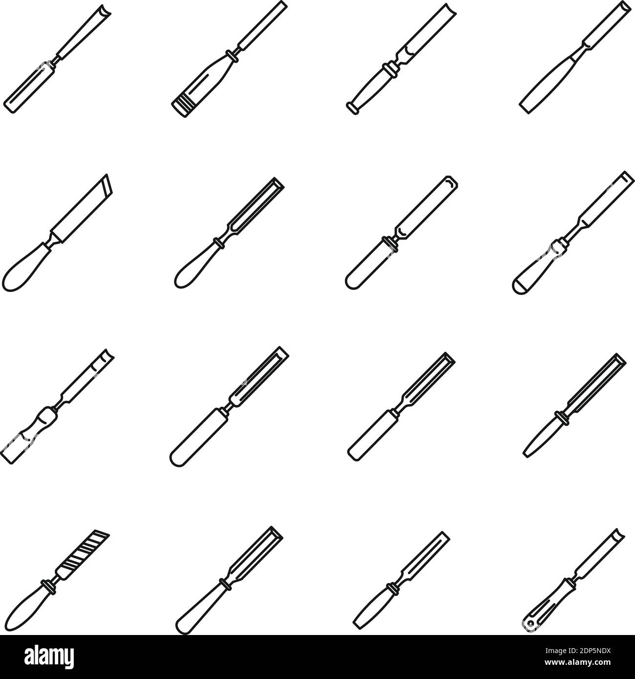 Carpenter Meißel Icons Set, Umriss Stil Stock Vektor