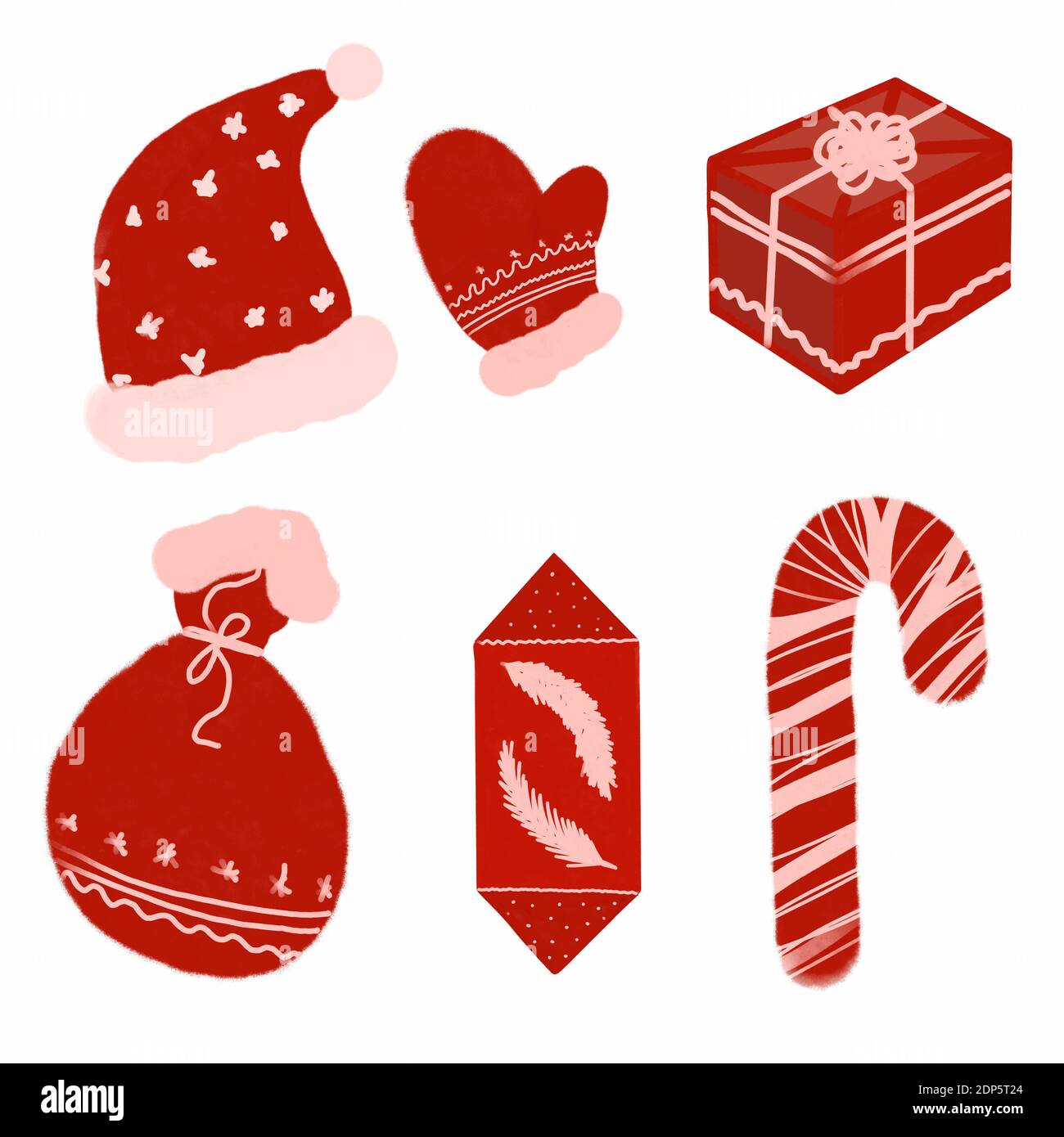 Weihnachts-Illustrationen-Set, rot. Hochwertige Illustration Stockfoto