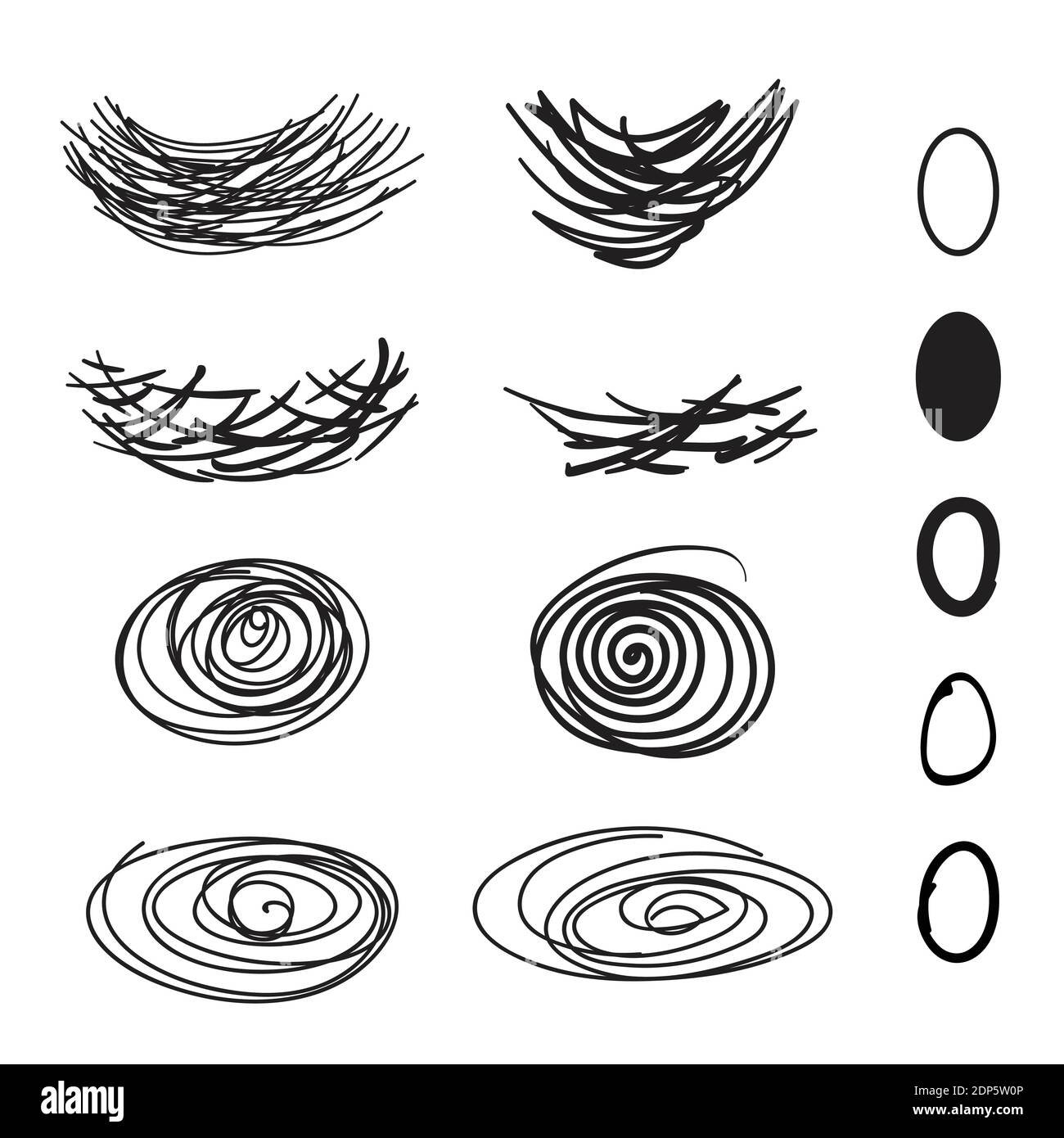 Vektor von Vogelnest und Eier auf weißem Hintergrund. Stock Vektor
