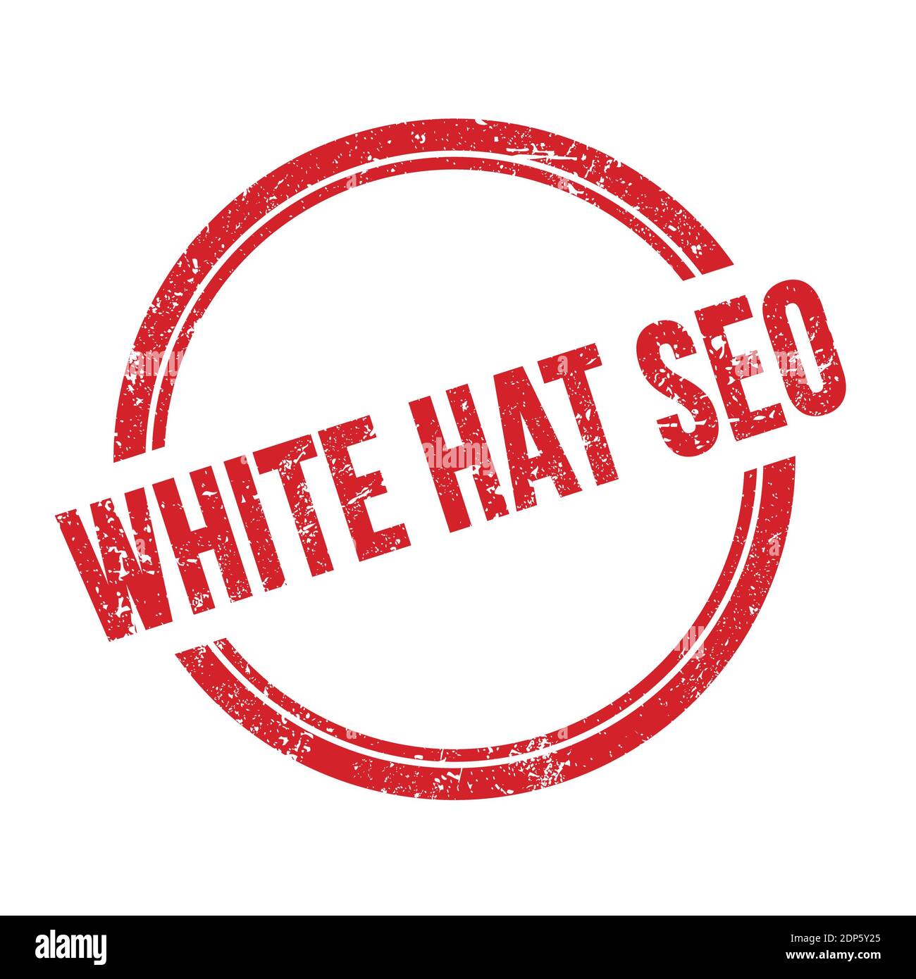 WHITE HAT SEO Text auf rot grungy vintage runde Stempel geschrieben. Stockfoto