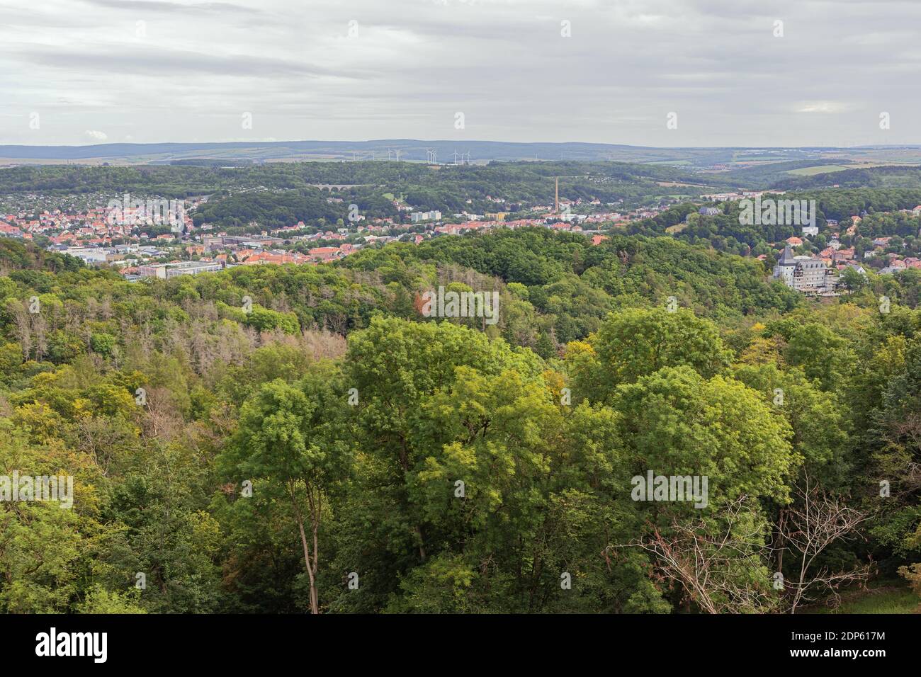 Blick über Eisenach, von den Mauern der Wartburg aus gesehen Stockfoto