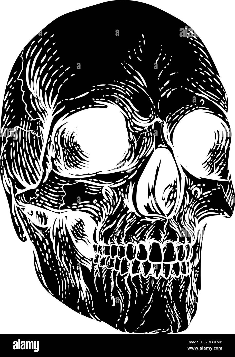 Skull Grim Reaper Vintage Holzschnitt Abbildung Stock Vektor