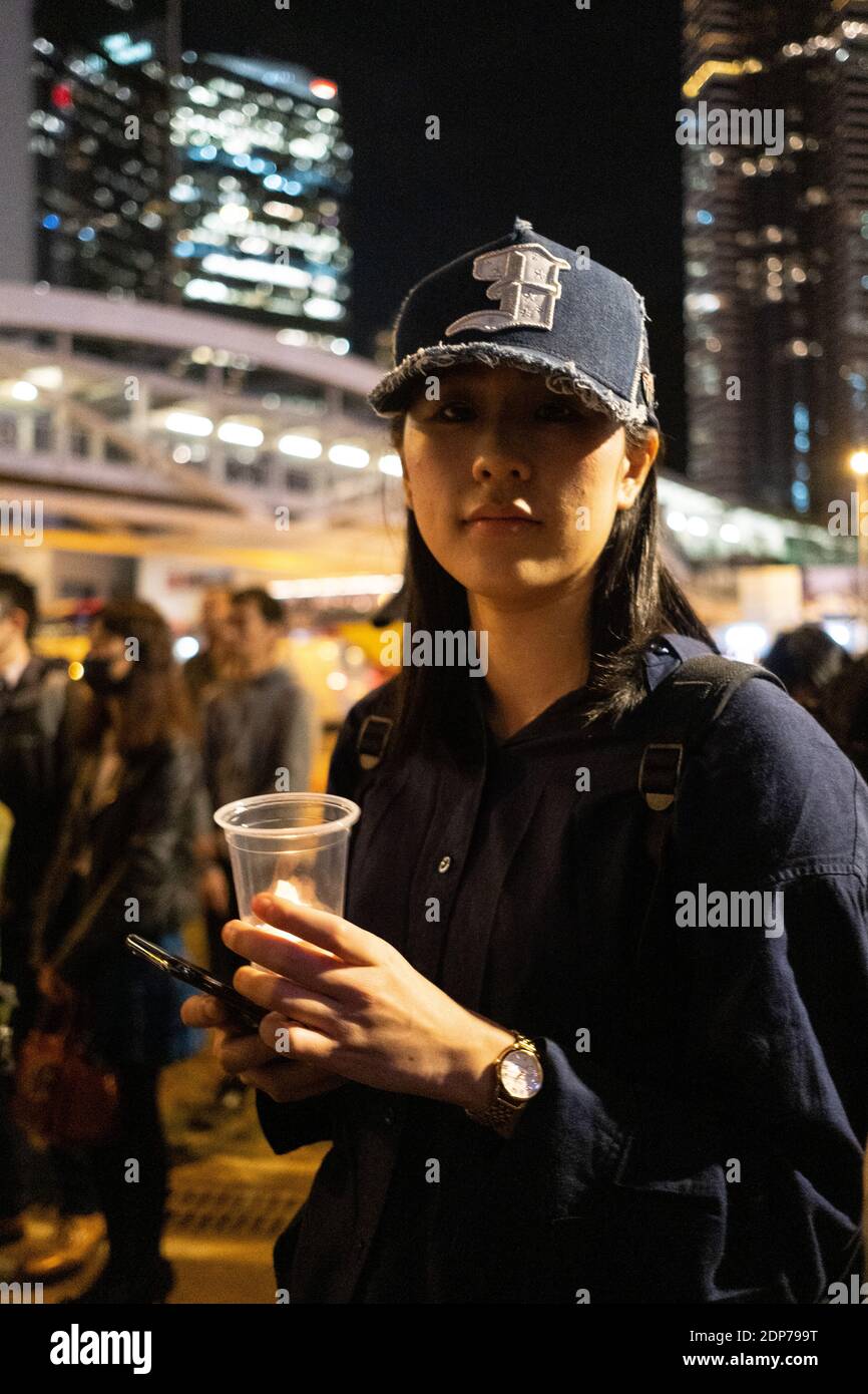 HONGKONG - PROTEST - KUNDGEBUNG FÜR DIE MENSCHENRECHTSORGANISATION à Hongkong pour la journée mondiale des Droits de l'Homme. Rallye in Hongkong für Wor Stockfoto