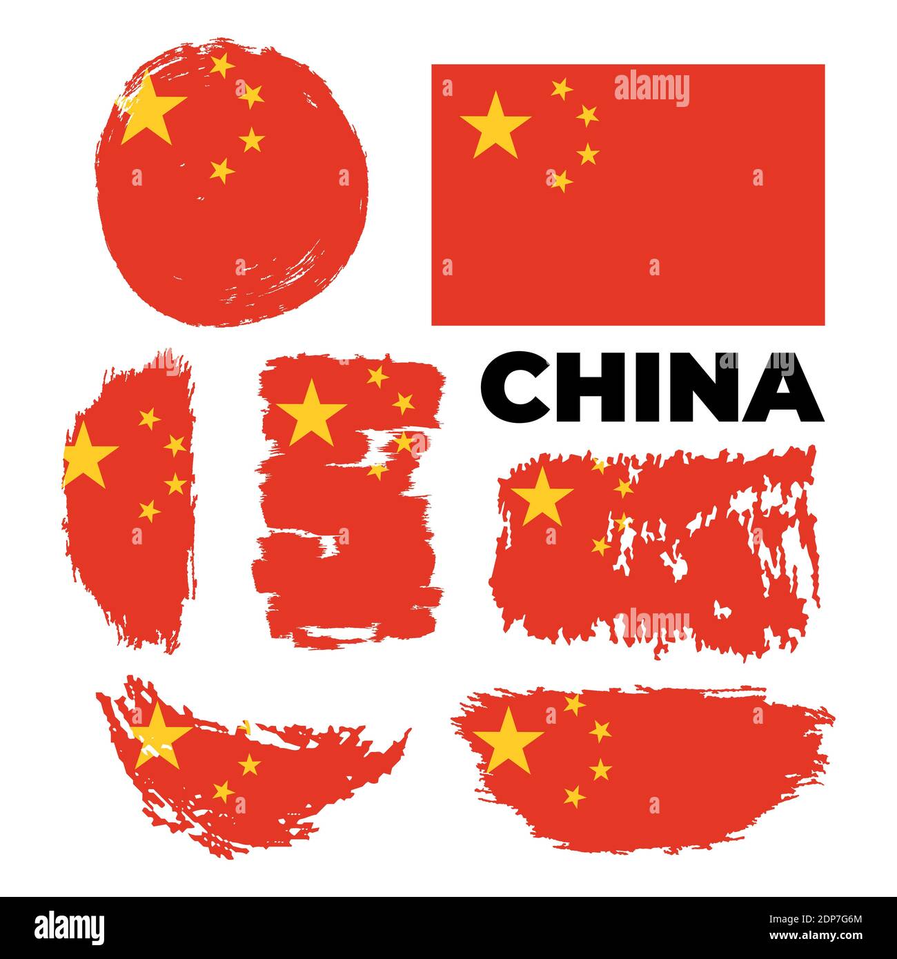 Künstlerische grungy Aquarell Pinsel Flagge von China Land. Stock Vektor