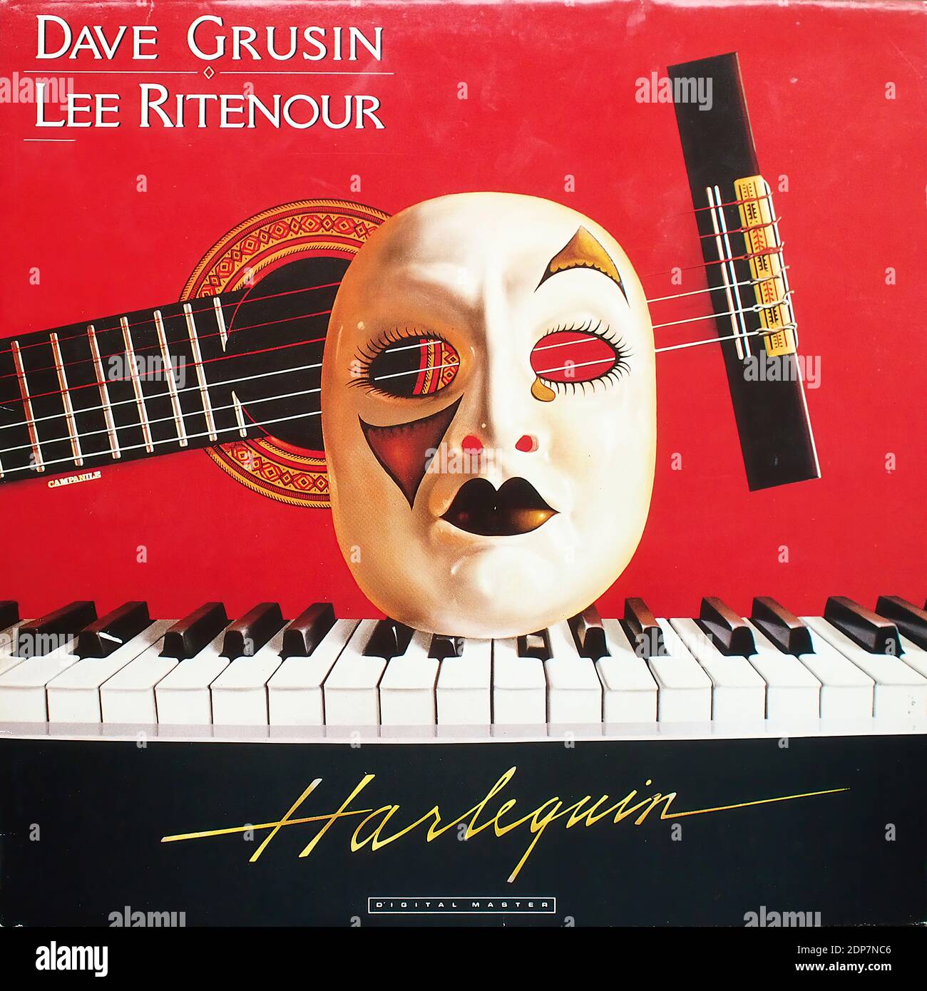 Dave Grusin & Lee Rienour mit Ivan Lins - Harlequin, GRP 91015, Digital, 1985 - Vintage Vinyl Album Cover Stockfoto