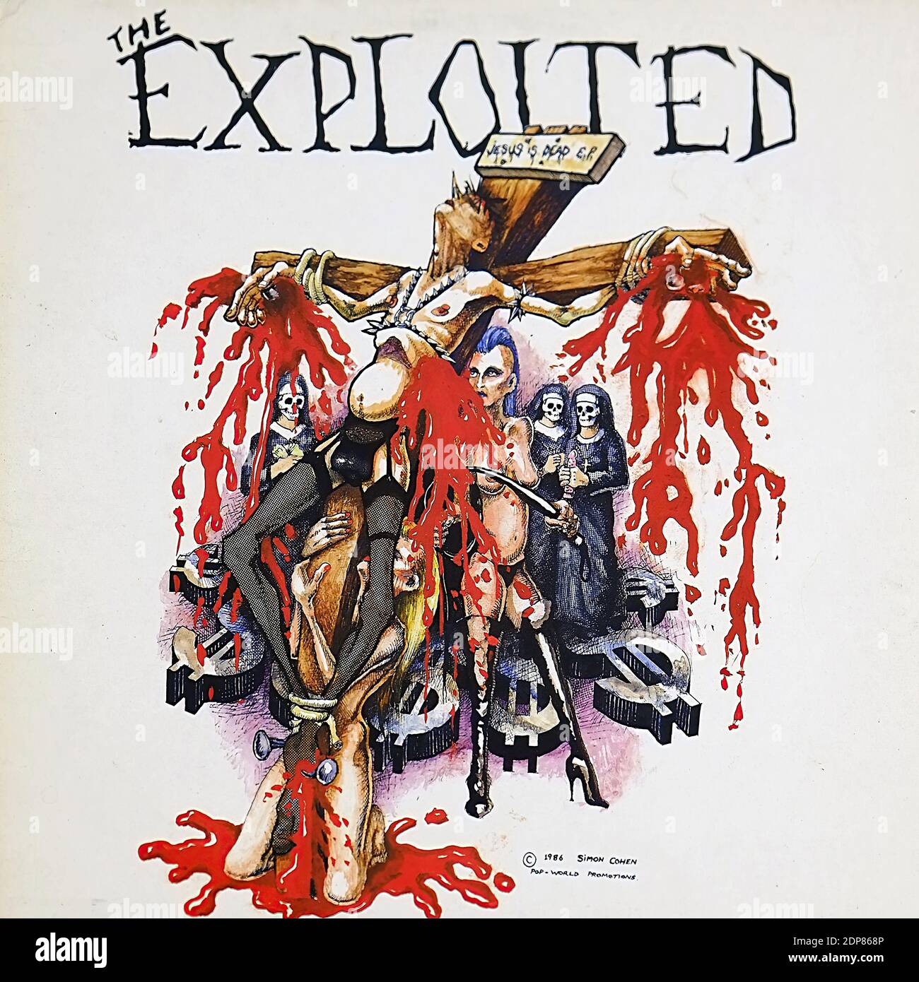 EXPLOITED Jesus is Dead Rough Justice 12  Ep Vinyl - Vinyl-Schallplattencover Im Vintage-Stil Stockfoto