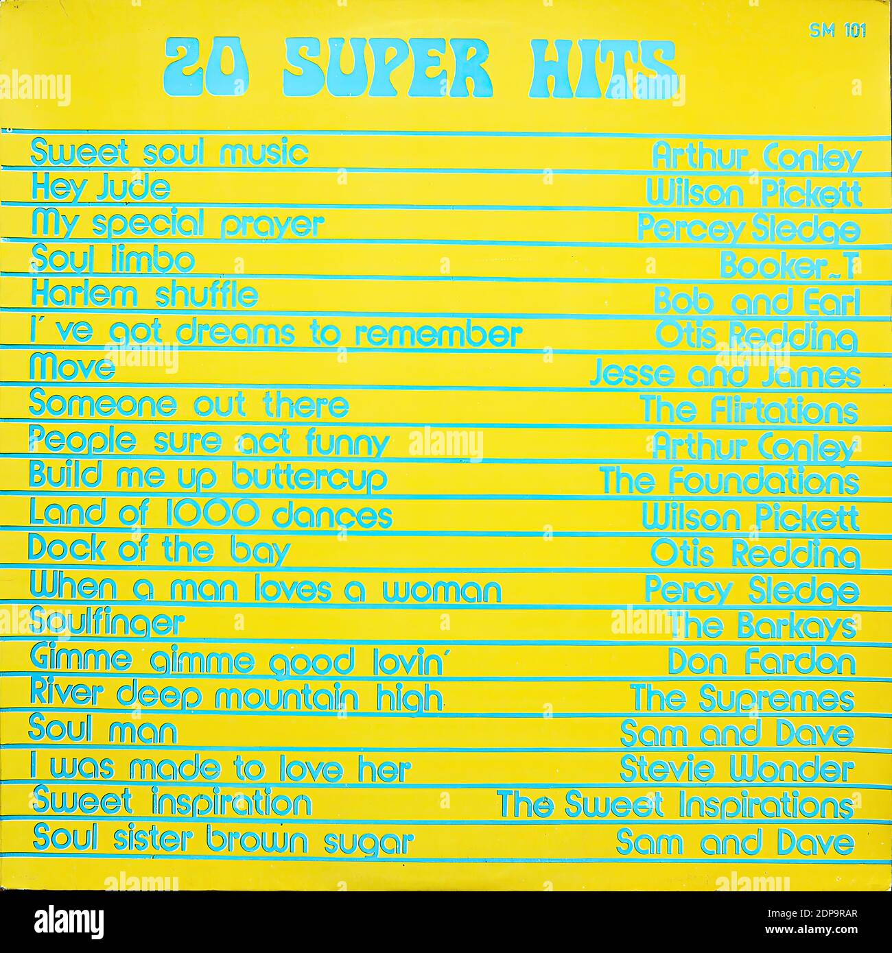Soul Music - 20 Super Hits, SM 101 - Vintage Vinyl Album Cover Stockfoto