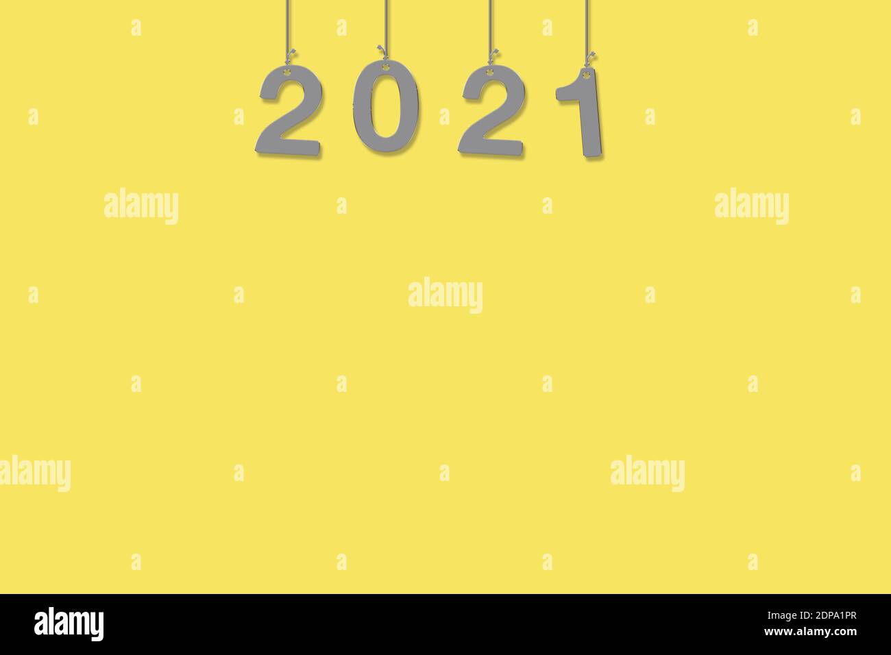 Leere Abbildung für Ihr Design 2021. Trendfarben grau und gelb. Perfekt für Logo, Dekorationen für Werbung, Internet. Gelber Hintergrund Stockfoto