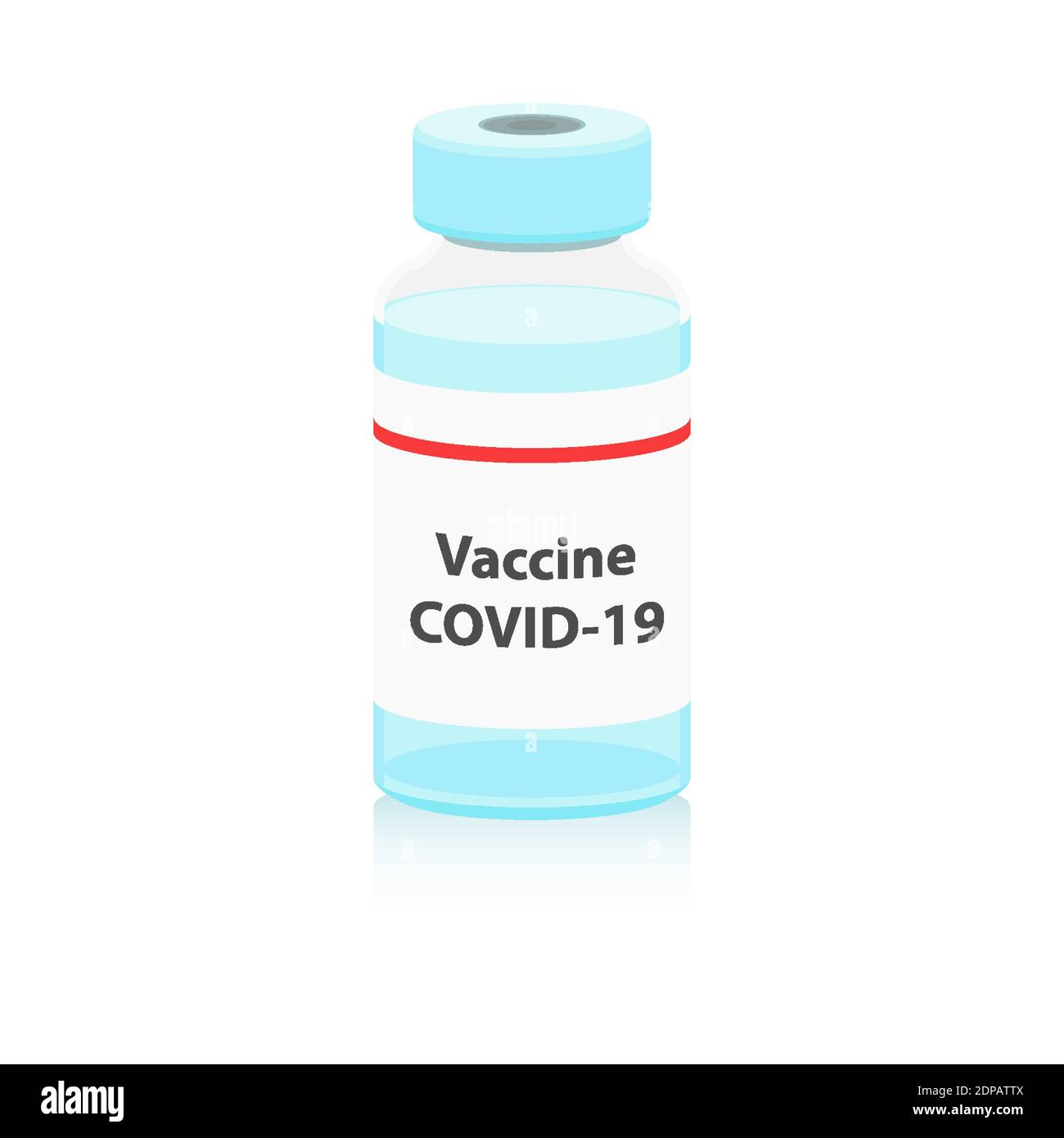 Flasche Mit Coronavirus-Impfstoff. Impfkonzept Mockup. Behandlung Immunisierung COVID-19 Pandemischer Hintergrund. Flache Vektorgrafik. Eps 10 Stock Vektor