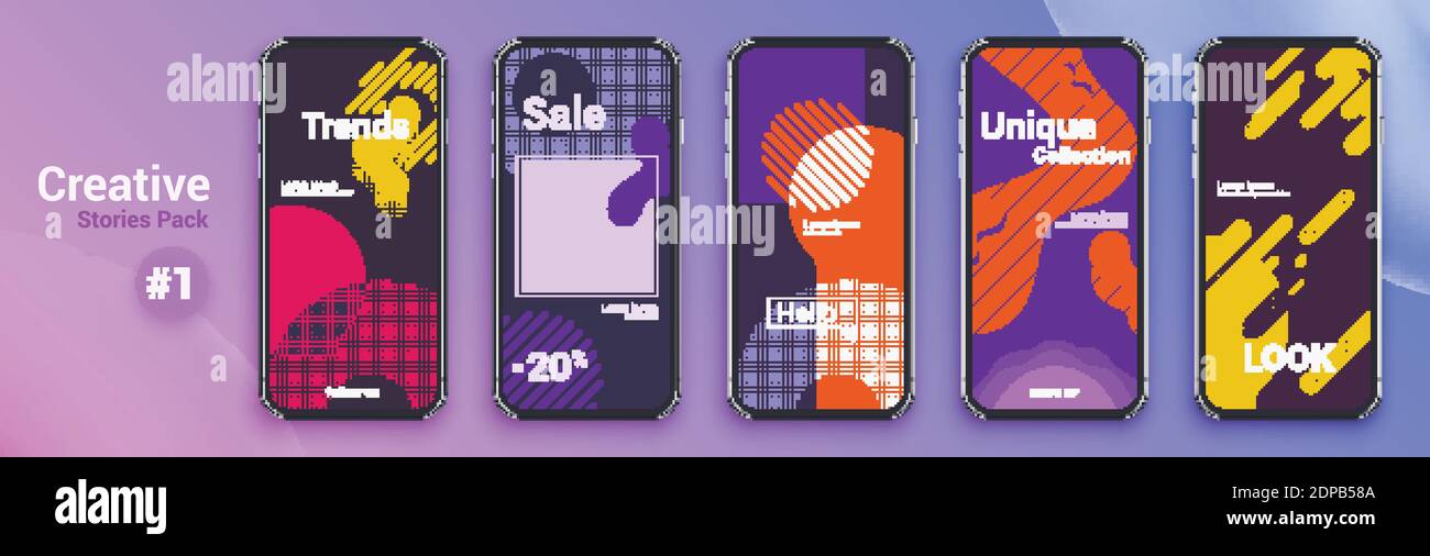 Creative Stories-Paket. Vorlagen Für Soziale Medien. Vektor EPS 10 Stock Vektor