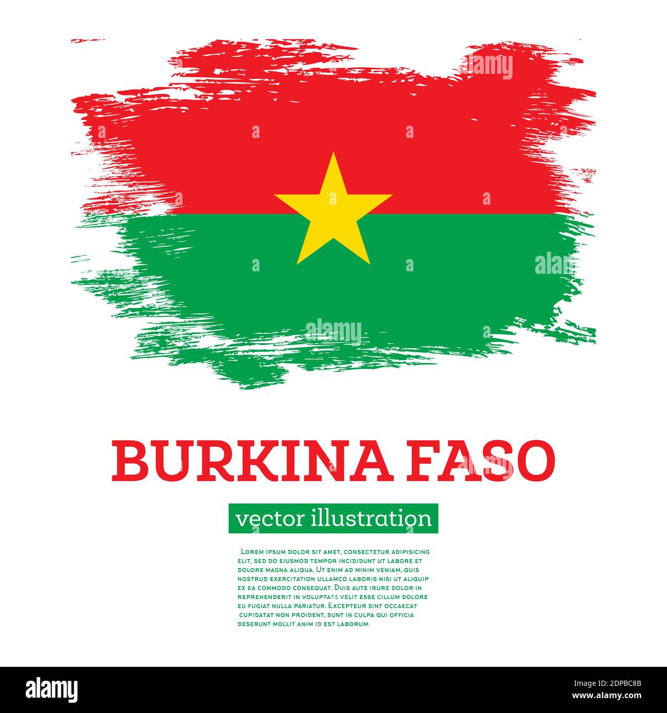 Burkina Faso Flagge mit Pinselstrichen. Vektorgrafik. Unabhängigkeitstag. Stock Vektor