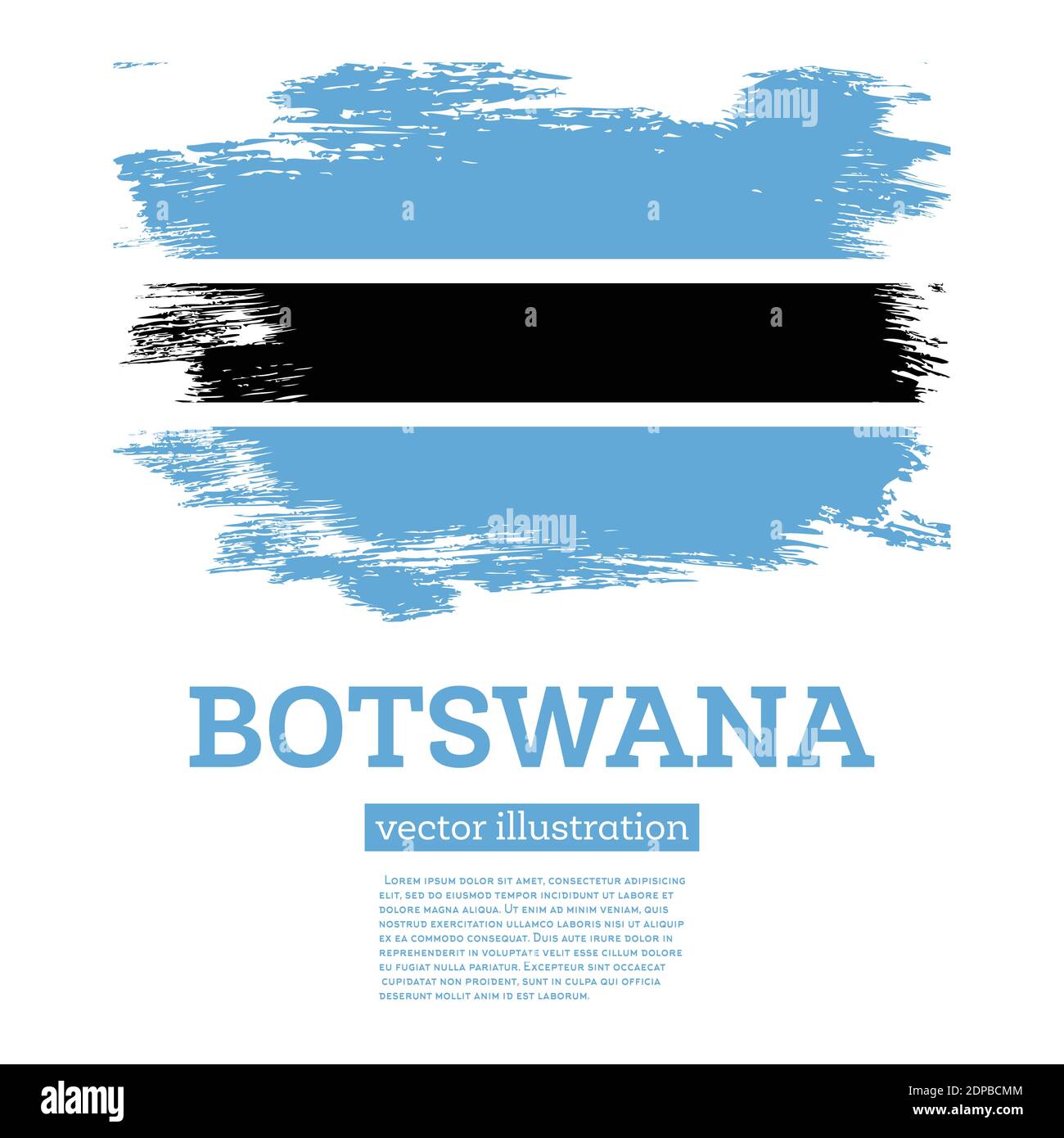 Botswana Flagge mit Pinselstrichen. Vektorgrafik. Unabhängigkeitstag. Stock Vektor