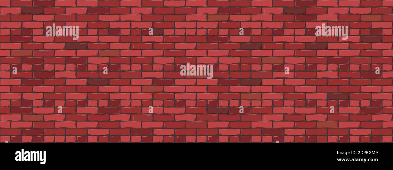 Backstein Wand Textur Hintergrund. Digitale Llustration der roten Farbe Ziegelwand. Nahtloses Muster im Loft-Stil. Vektorgrafik. EPS 10 Stock Vektor
