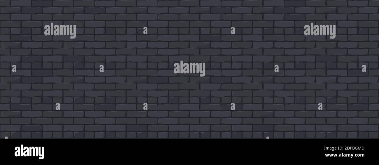 Backstein Wand Textur Hintergrund. Digitale Llustration von Black Color Brickwall. Nahtloses Muster im Loft-Stil. Vektorgrafik. EPS 10 Stock Vektor