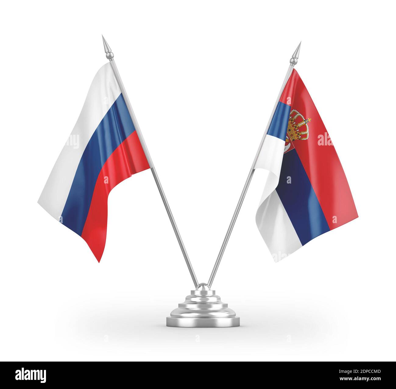 Serbien und Russland Flaggen. 3D-Design mit wehenden Fahnen. Serbien Russland  Flagge, Bild, Tapete. Serbien vs Russland Bild, 3D-Rendering. Serbien  Russland Beziehungen A Stockfotografie - Alamy