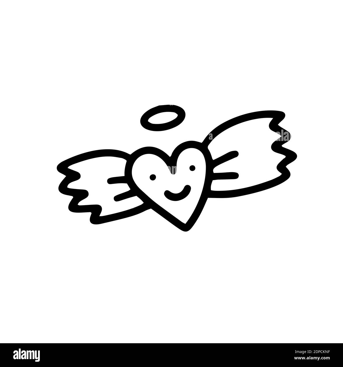 Ein Herz mit Flügeln. Das Herz eines Engels.Vektor-Illustration im Doodle-Stil. Design für Valentinstag, Hochzeit, Einladung Stock Vektor