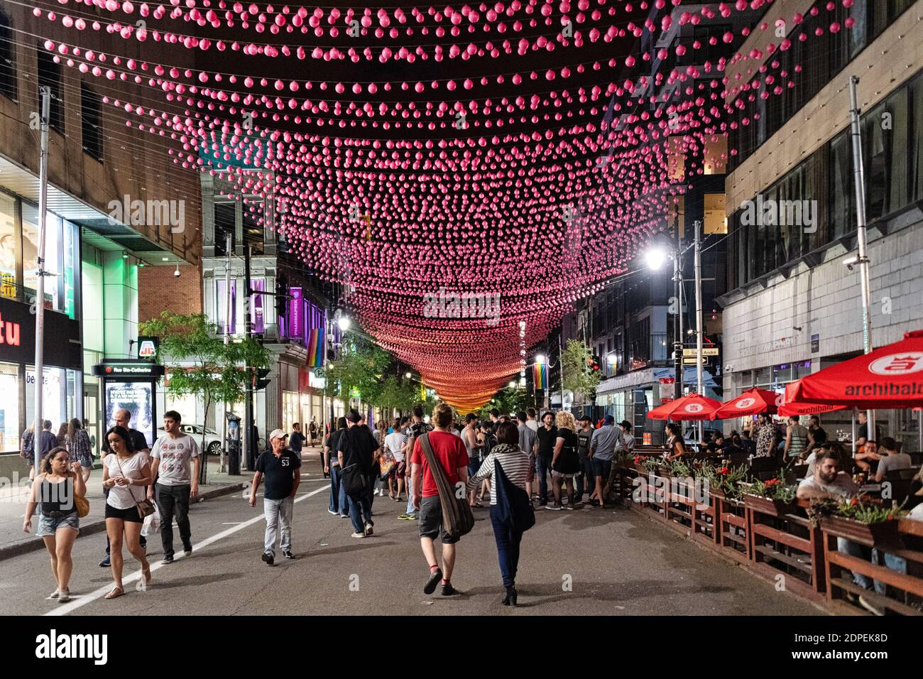 Gay Village bei Nacht, Montreal, Kanada Stockfoto