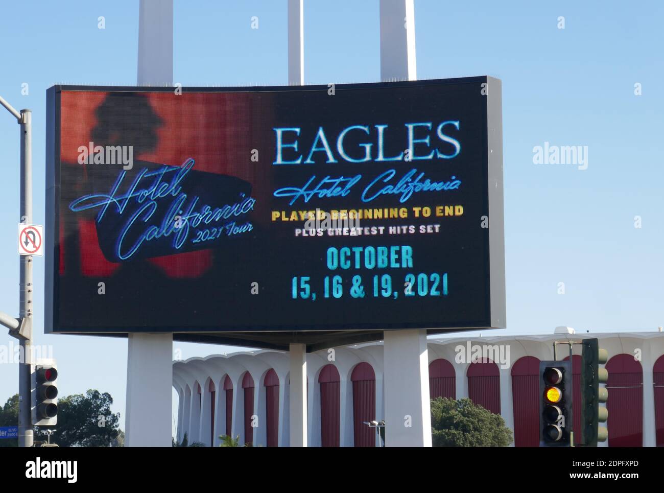 Inglewood, California, USA 18. Dezember 2020 EIN allgemeiner Blick auf die Atmosphäre des Eagles Hotel California 2021 Tour Marquee im Forum am 3900 W. Manchester Blvd am 18. Dezember 2020 in Inglewood, Kalifornien, USA. Foto von Barry King/Alamy Stockfoto Stockfoto