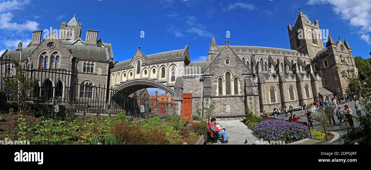 Christchurch Christ Church Cathedral, Dublin City, die Kathedrale der Heiligen Dreifaltigkeit, mittelalterliche Kathedrale, Irland, Panorama Stockfoto