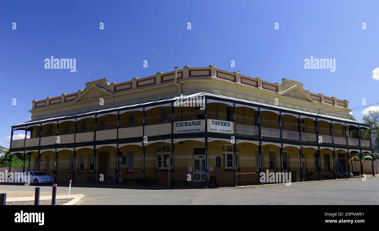 Klassische Architektur der Exchange Tavern, Pingelly, Wheatbelt Region, Western Australia. Keine PR Stockfoto