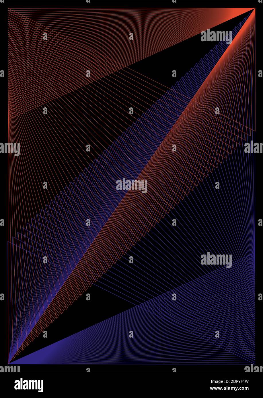 Vektor abstraktes Muster - geometrische Formen von orange und lila Schnittlinien auf schwarzem Hintergrund Stock Vektor