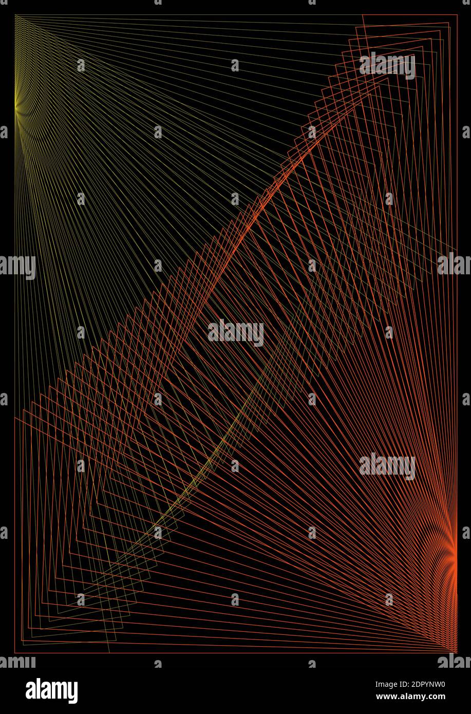 Vektor abstraktes Muster - geometrische Formen von gelb und orange Schnittlinien auf schwarzem Hintergrund Stock Vektor