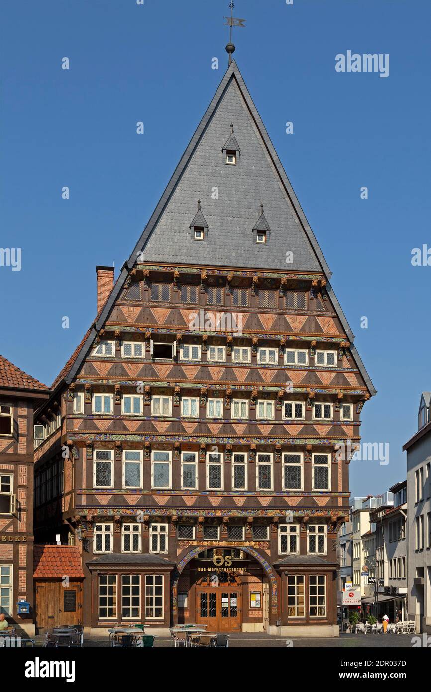 Bone Carving Bürogebäude von 1529, Marktplatz, Hildesheim, Niedersachsen, Deutschland Stockfoto