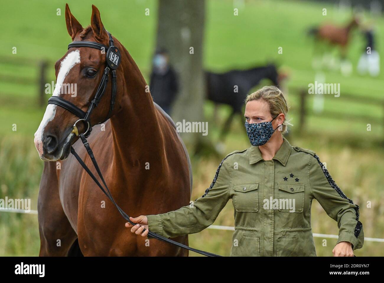 Zara Tindall REITERKLASSE AFFÄRE in CCI-L 4* Sektion L Während der ersten Pferdebesichtigung auf dem BURNHAM MARKT INTERNATIONAL (3) in Sussex Farm n statt Stockfoto