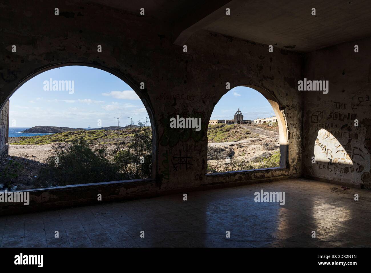 Ausgediente Leprakolonie Ruinen in Abades, Granadilla, Teneriffa, Kanarische Inseln, Spanien Stockfoto