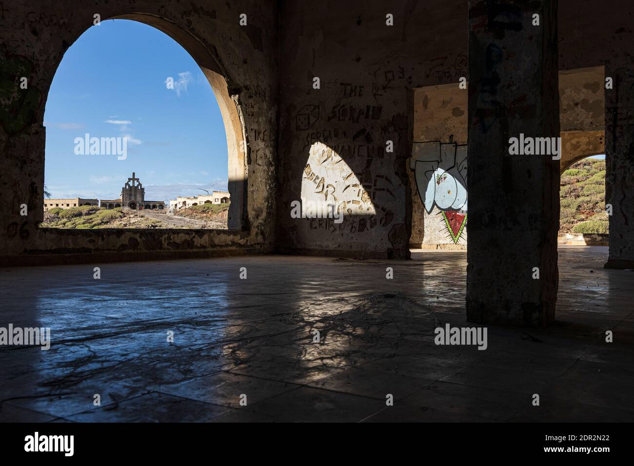 Ausgediente Leprakolonie Ruinen in Abades, Granadilla, Teneriffa, Kanarische Inseln, Spanien Stockfoto