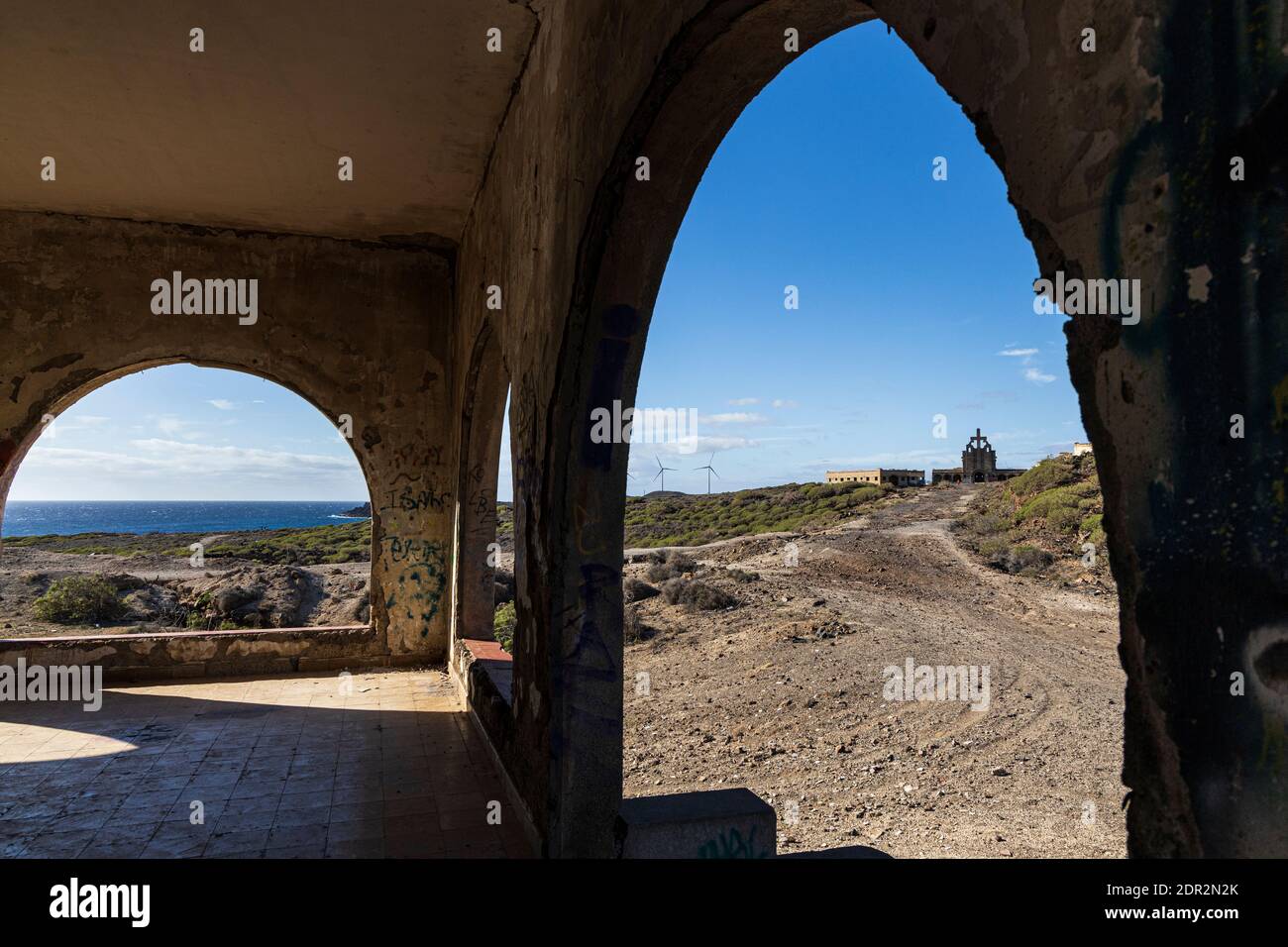 Ausgediente Leprakolonie Ruinen in Abades, Granadilla, Teneriffa, Kanarische Inseln, Spanien Stockfoto