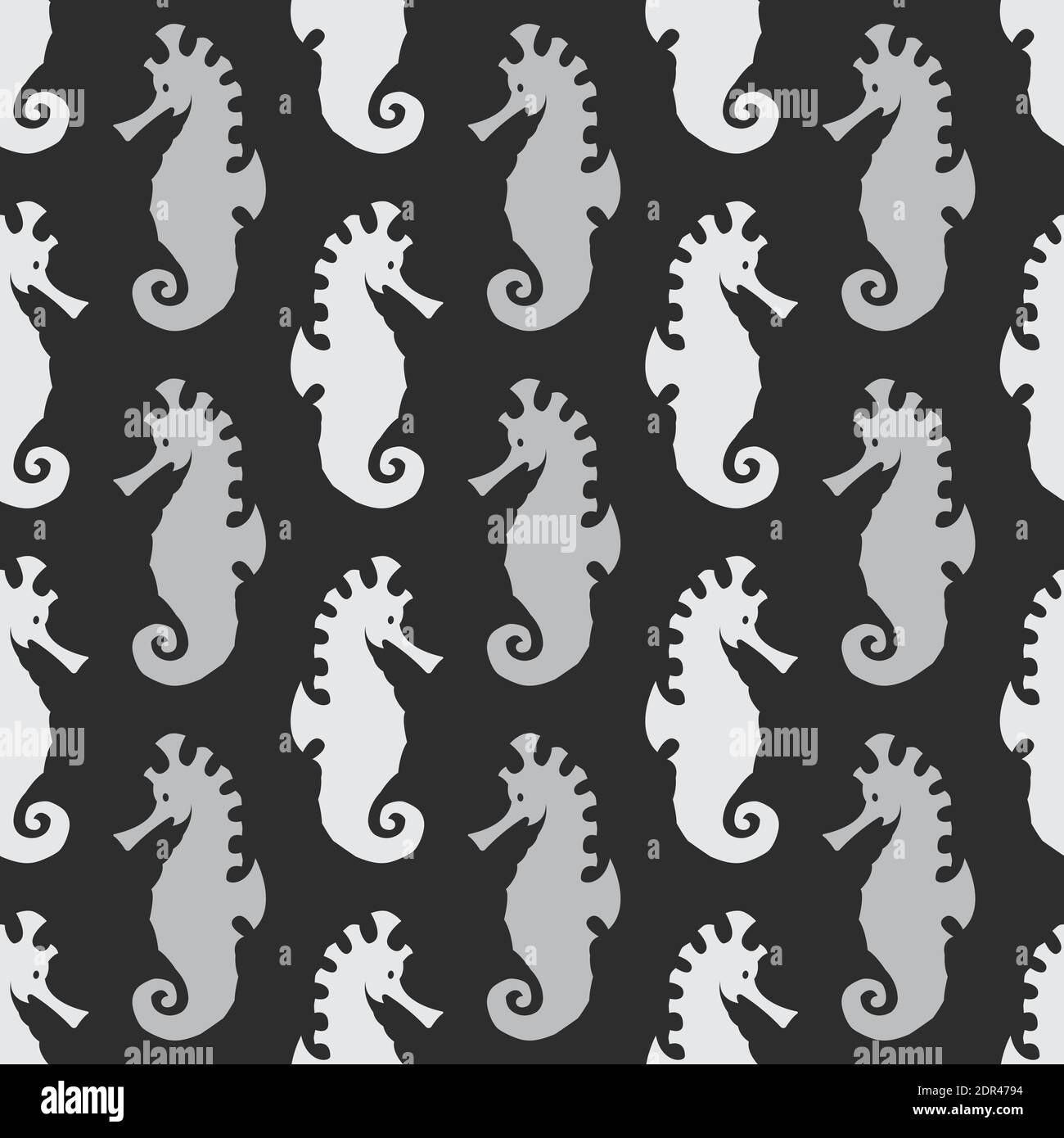 Sea Horse Vektor Kunst Hintergrund-Design für Stoff und Dekor. Nahtloses Muster Stock Vektor