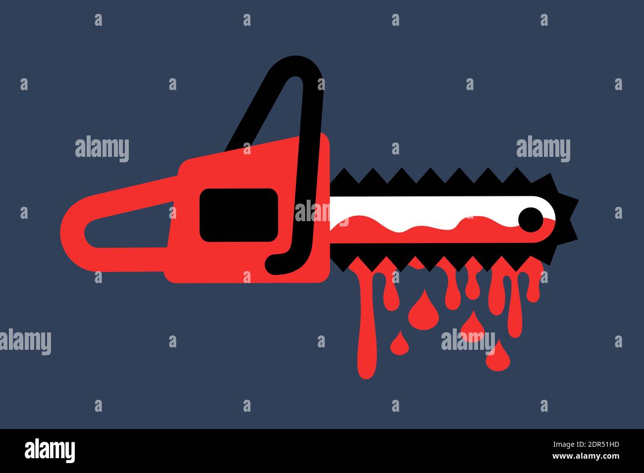 Mechanische Säge und Kettensäge wird durch rotes blutiges Blut - Unfall  oder Werkzeug und Maschine als gruselige, gruselige und gruselige  gewalttätige Waffe befleckt. Vektorgrafik Stockfotografie - Alamy