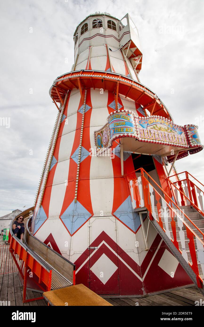 CLACTON, ESSEX, GROSSBRITANNIEN, 17. JULI 2020. Helter Skelter am Clacton Pier, der ursprünglich am 27. Juli 1871 eröffnet wurde. Clacton, Essex, Großbritannien, 17. Juli 2 Stockfoto