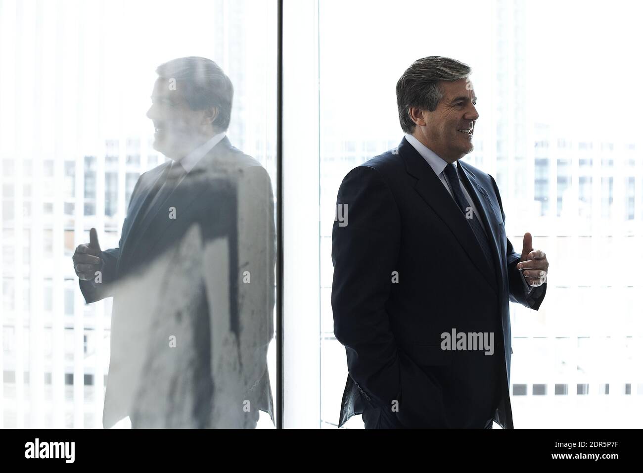 Großbritannien /London / Dr. Josef Ackermann /Vorstandsvorsitzender/Direktor der Deutschen Bank AG im Büro der Deutschen Bank in London Stockfoto