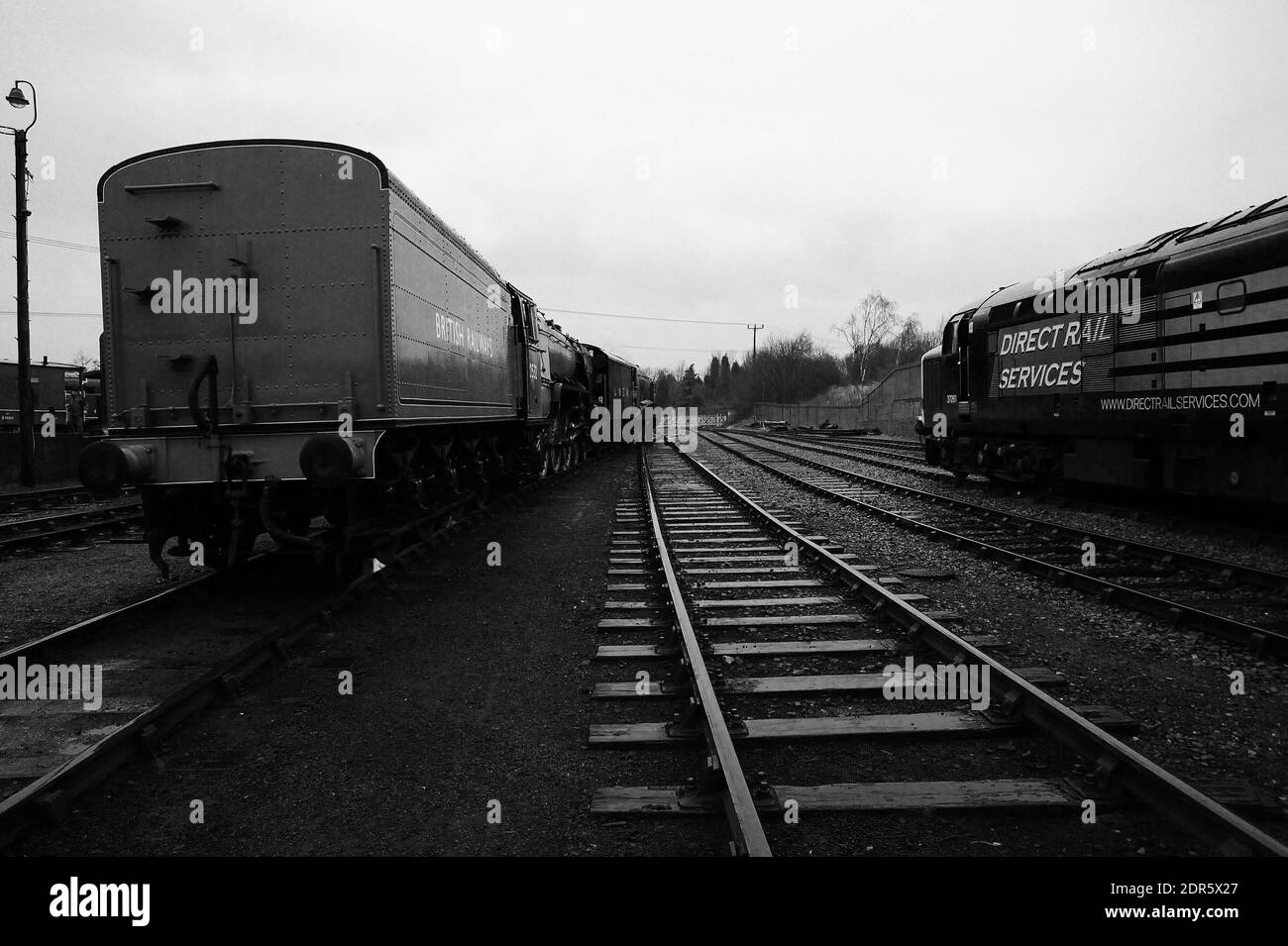 'Blue Peter', 'Bittern' und '37261' im Hof bei Barrow Hill. Stockfoto